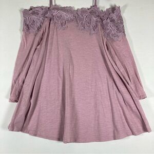 Anthropologie Meadow Rue Laceline Off-The-Shoulder Top Lavender  XS Cotton